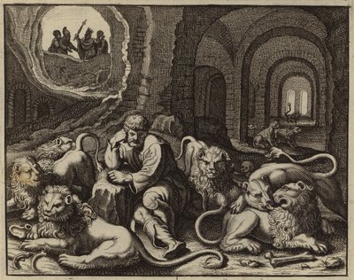 Daniel en el foso de los leones (grabado) de European School