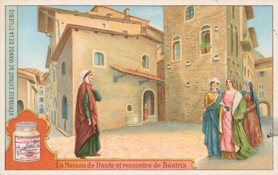 Dante, tarjeta Liebig, principios del siglo XX (cromo) de European School