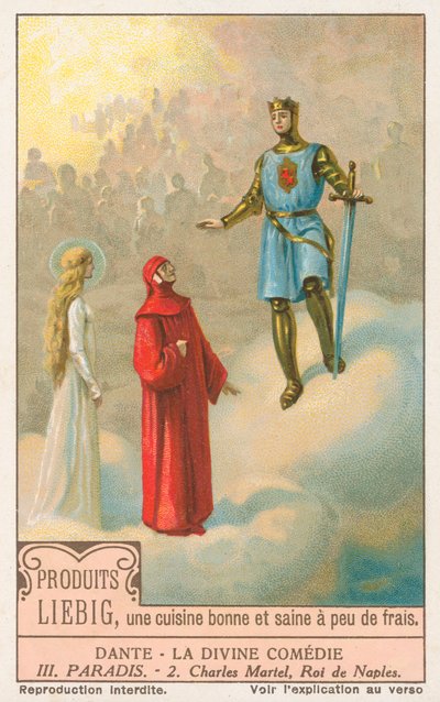 Dante, La Divina Comedia, tarjeta Liebig, principios del siglo XX (cromo) de European School