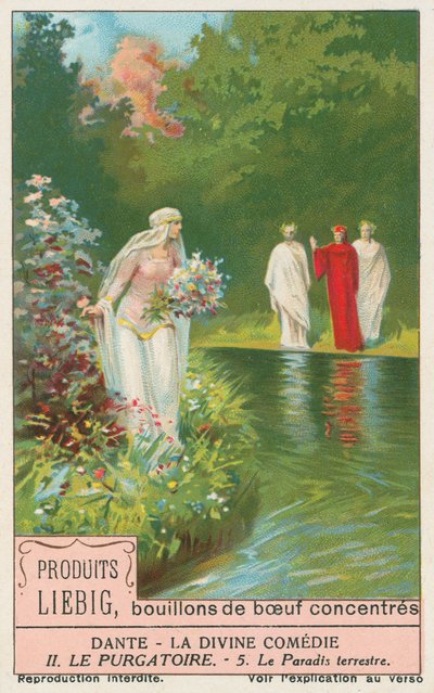 Dante, La Divina Comedia, tarjeta Liebig, principios del siglo XX (cromo) de European School