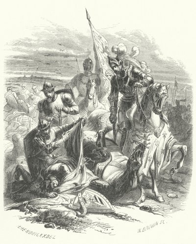 Muerte de Antonio de Borgoña, Duque de Brabante, en la Batalla de Agincourt de European School