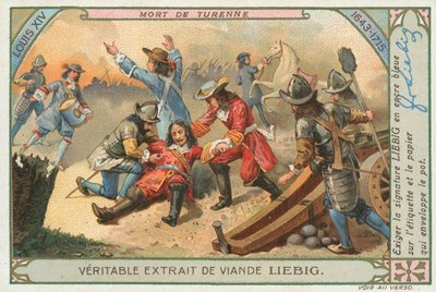 Muerte de Turenne, tarjeta Liebig, principios del siglo XX (cromo) de European School