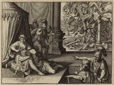 Dalila cortando el cabello de Sansón (grabado) de European School
