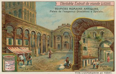 Palacio de Diocleciano en Split (Croacia) con detalle de la columnata y la puerta sur del mar (cromolito) de European School