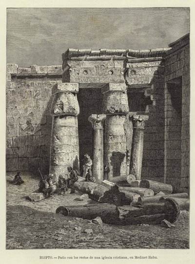 Egipto - Patio con los restos de una iglesia cristiana en Medinet Habu de European School