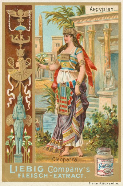 Egipto, Cleopatra, tarjeta Liebig, principios del siglo XX (cromo) de European School