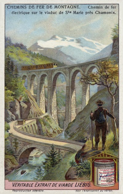 Ferrocarril eléctrico en el Viaducto Ste Marie, cerca de Chamonix, Francia de European School
