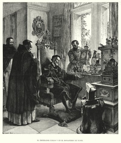Emperador Carlos V en retiro en el Monasterio de Yuste, España, después de su abdicación de European School