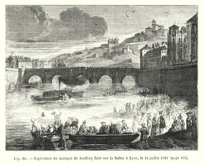 Experimento del marqués de Jouffroy realizado en el Saona en Lyon, el 15 de julio de 1783 de European School