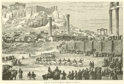 Fiesta del templo de Júpiter, en Atenas (grabado) de European School