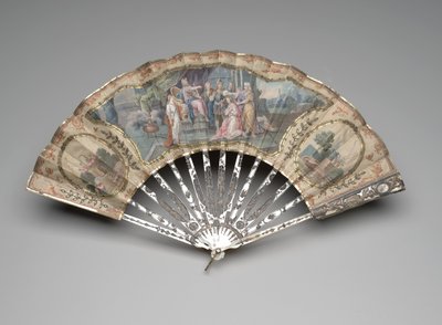 Abanico plegable con un tema del Antiguo Testamento, posiblemente Adonías ante Salomón, c.1770s de European School