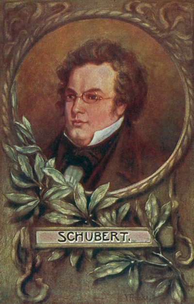 Franz Schubert, compositor austriaco (litografía en color) de European School