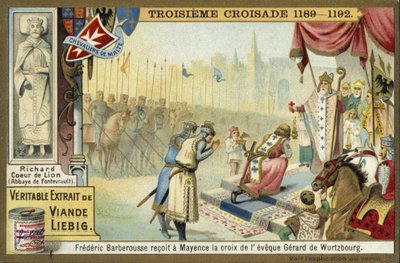 Federico Barbarroja toma la Cruz del Obispo de Wurzburgo, Maguncia, Alemania, Tercera Cruzada, 1188 de European School