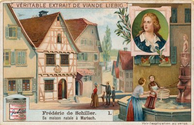 Friedrich Schiller, tarjeta Liebig, principios del siglo XX (cromo) de European School