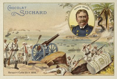 General William Shafter y tropas estadounidenses desembarcando en Daiquiri, Cuba, Guerra Hispanoamericana, 23 de mayo de 1898 de European School