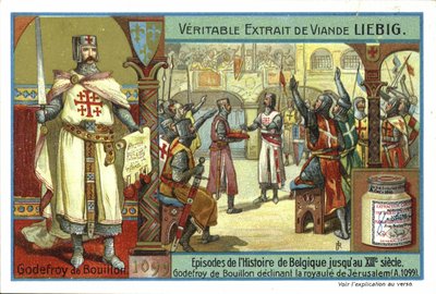 Godofredo de Bouillon rechazando la corona de Jerusalén, Primera Cruzada, 1099 de European School