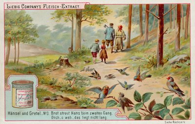 Hansel y Gretel: Pájaros comiendo el rastro de migas de pan dejado por Hansel para encontrar el camino a casa de European School
