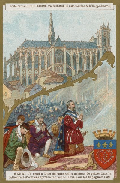 Enrique IV de Francia rezando en la Catedral de Amiens después de la reconquista de la ciudad de los españoles, 1597 de European School