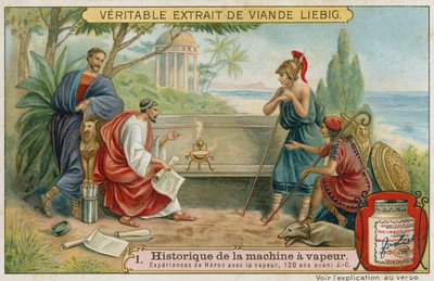 Héroe de Alejandría experimentando con vapor, 120 a.C. de European School