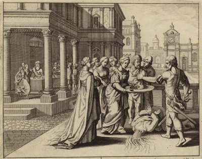 Herodías recibiendo la cabeza de Juan el Bautista (grabado) de European School