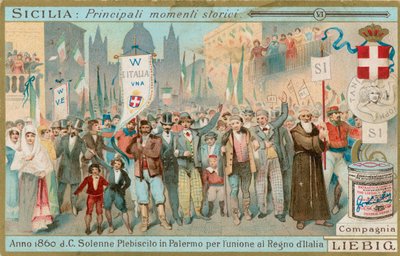 Historia de Sicilia, tarjeta Liebig, principios del siglo XX (cromo) de European School