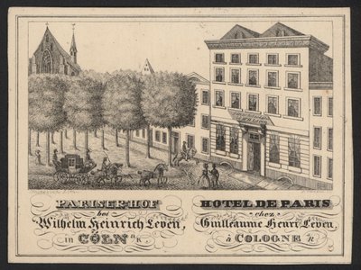 Tarjeta comercial de hotel (grabado) de European School
