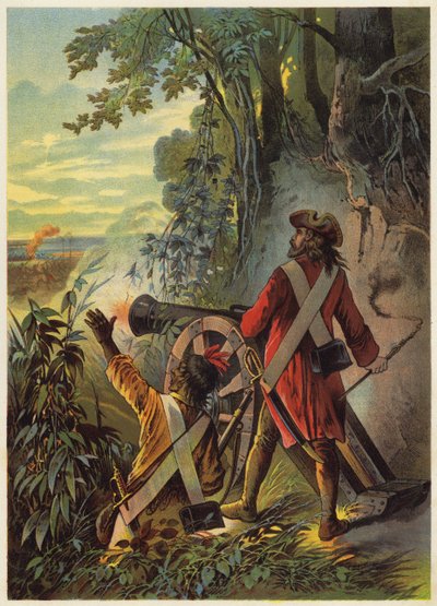 Ilustración para Robinson Crusoe (litografía en color) de European School