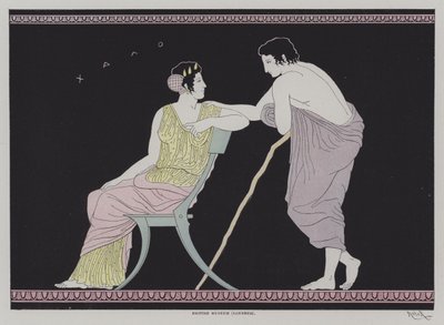 Ilustración de cerámica griega antigua de European School