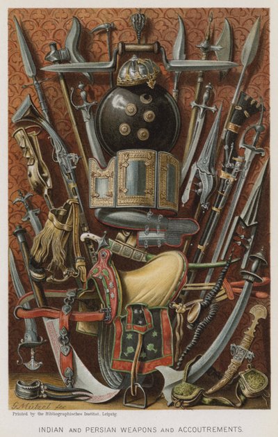 Armas y Equipos Indios y Persas (cromolitografía) de European School