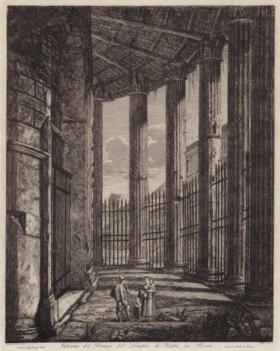 Interior del pórtico del Templo de Vesta, Roma, Italia (grabado) de European School