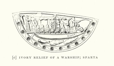 Relieve en marfil de un buque de guerra; Esparta (litografía) de European School