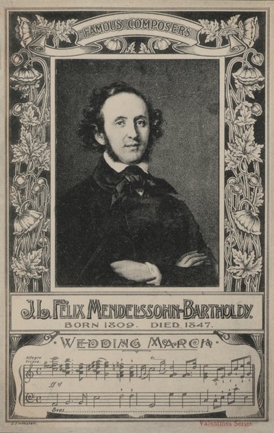 J L Felix Mendelssohn-Bartholdy, Retrato (litografía) de European School