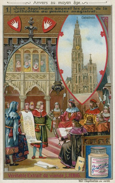 Jan Appelmans presentando sus planes para la Catedral de Nuestra Señora al Primer Magistrado, siglo XIV de European School