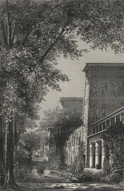 Jardín de un templo egipcio (grabado) de European School