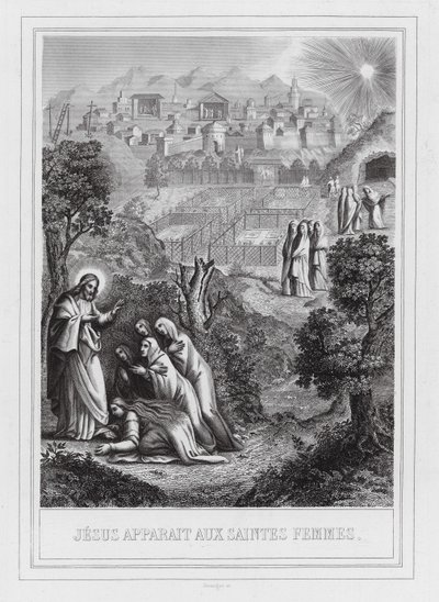 Jesús se aparece a las santas mujeres (grabado) de European School