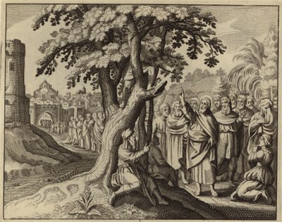 Jesucristo y Zaqueo el recaudador de impuestos (grabado) de European School