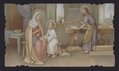 Jesucristo de niño con su madre, María, en la carpintería de José de European School