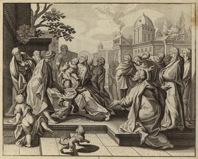 Jesucristo bendiciendo a los niños pequeños (grabado) de European School