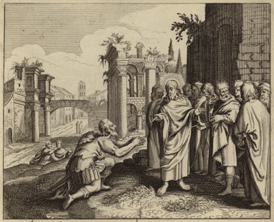 Jesucristo sanando al hijo de un funcionario (Juan 4) (grabado) de European School