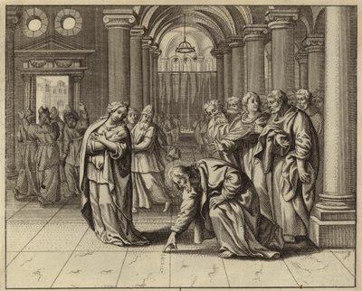 Jesús y la mujer sorprendida en adulterio (grabado) de European School