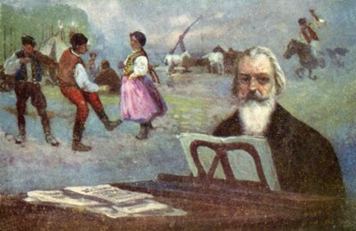 Johannes Brahms: Danzas húngaras (litografía en color) de European School