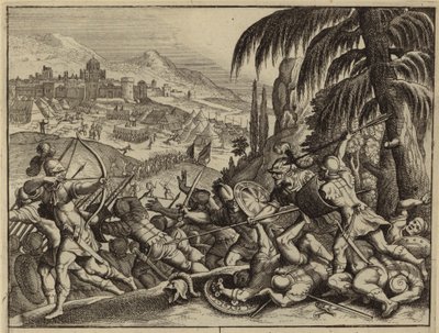 Jonatán y su escudero derrotando a los filisteos (grabado) de European School