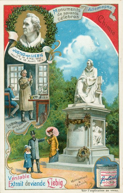 Justus von Liebig, tarjeta Liebig, principios del siglo XX (cromo) de European School