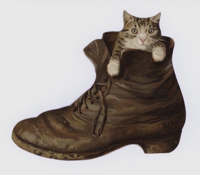 Gatito en una bota (litografía en color) de European School