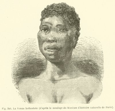 La Venus hotentote, según el molde del Museo de Historia Natural de París (grabado) de European School