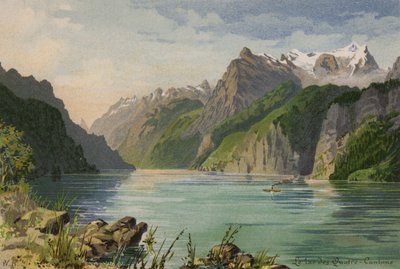 Lago de Lucerna: El lago de los cuatro cantones (litografía en color) de European School