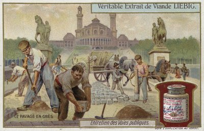 Colocación de adoquines de arenisca de European School