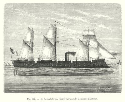 El Castelfidardo, buque acorazado de la marina italiana (grabado) de European School
