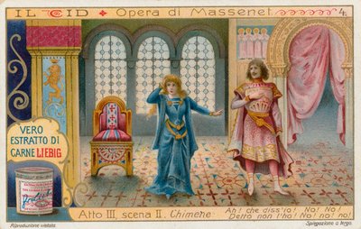 Le Cid de Massenet, tarjeta Liebig, principios del siglo XX (cromo) de European School
