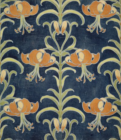 Diseño de lirio para papel tapiz o textil, 1896 de European School